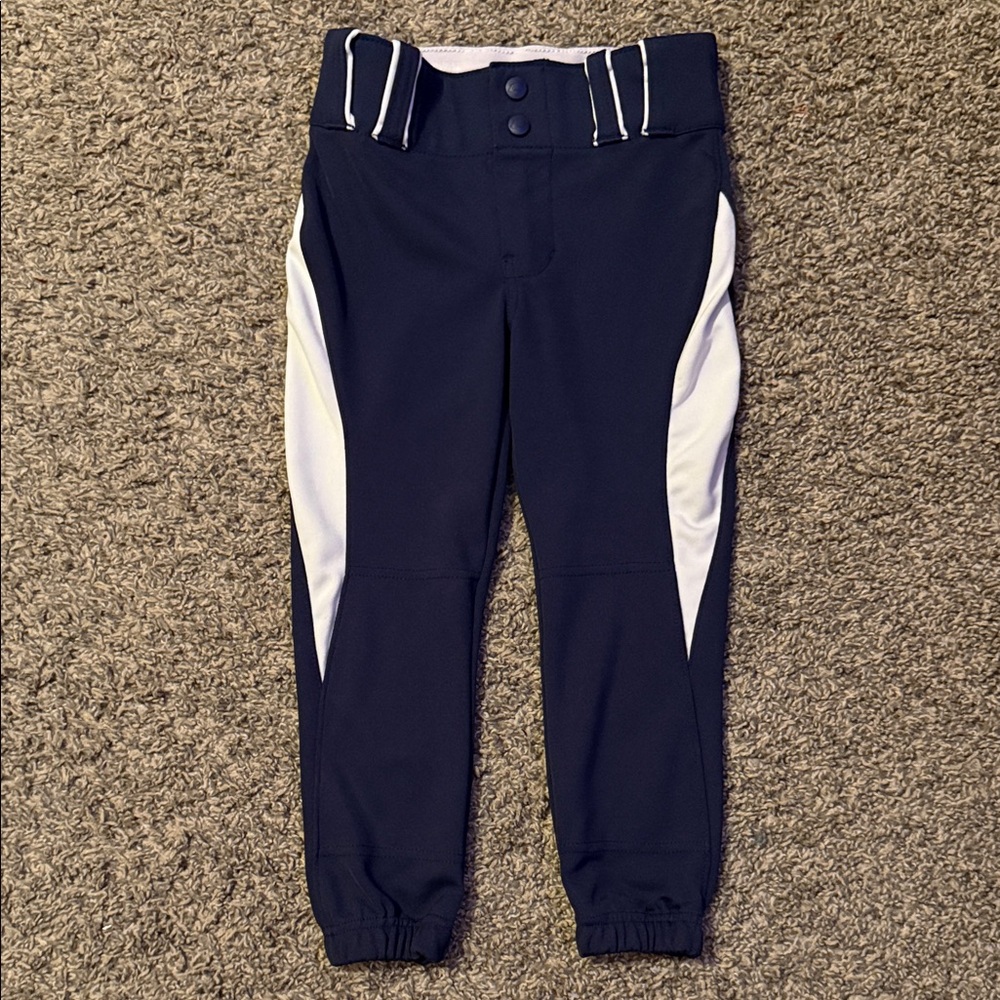 Girls’ Navy and White Softball Pants